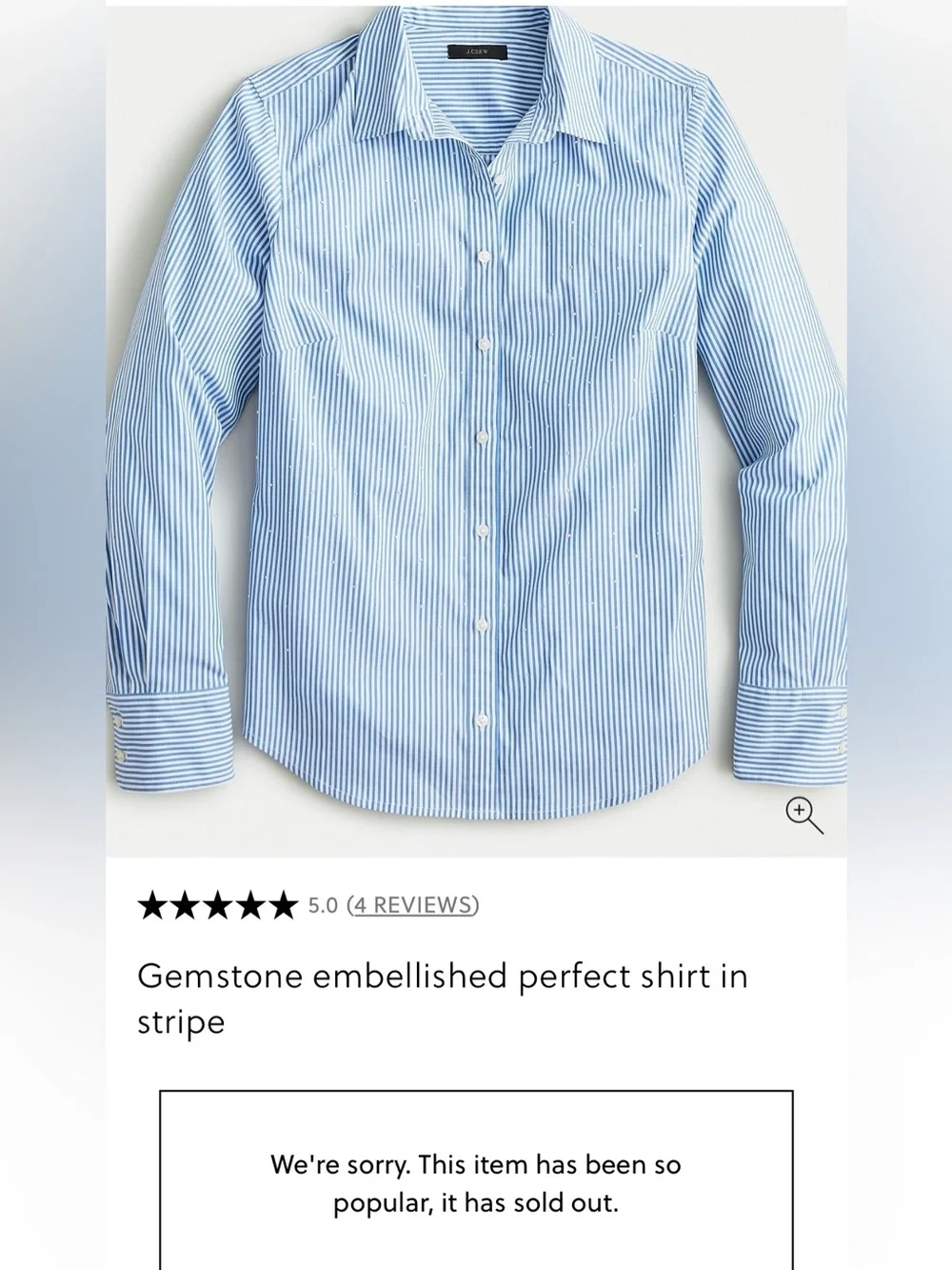 J. Crew | Gemstone embellished perfect poplin shirt in stripe